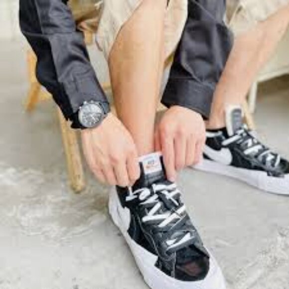 Nike Blazer Low Sacai Black Patent Leather size 11.5 DM6443-001 - Picture 5 of 11